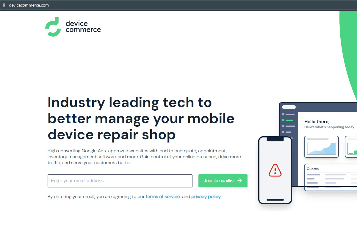 Device Commerce Website for Commetix